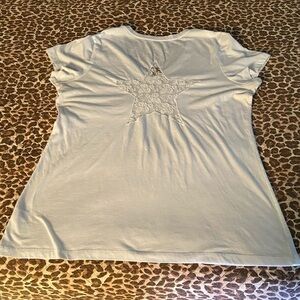Old Navy White Lace Short Sleeve Star Top XL